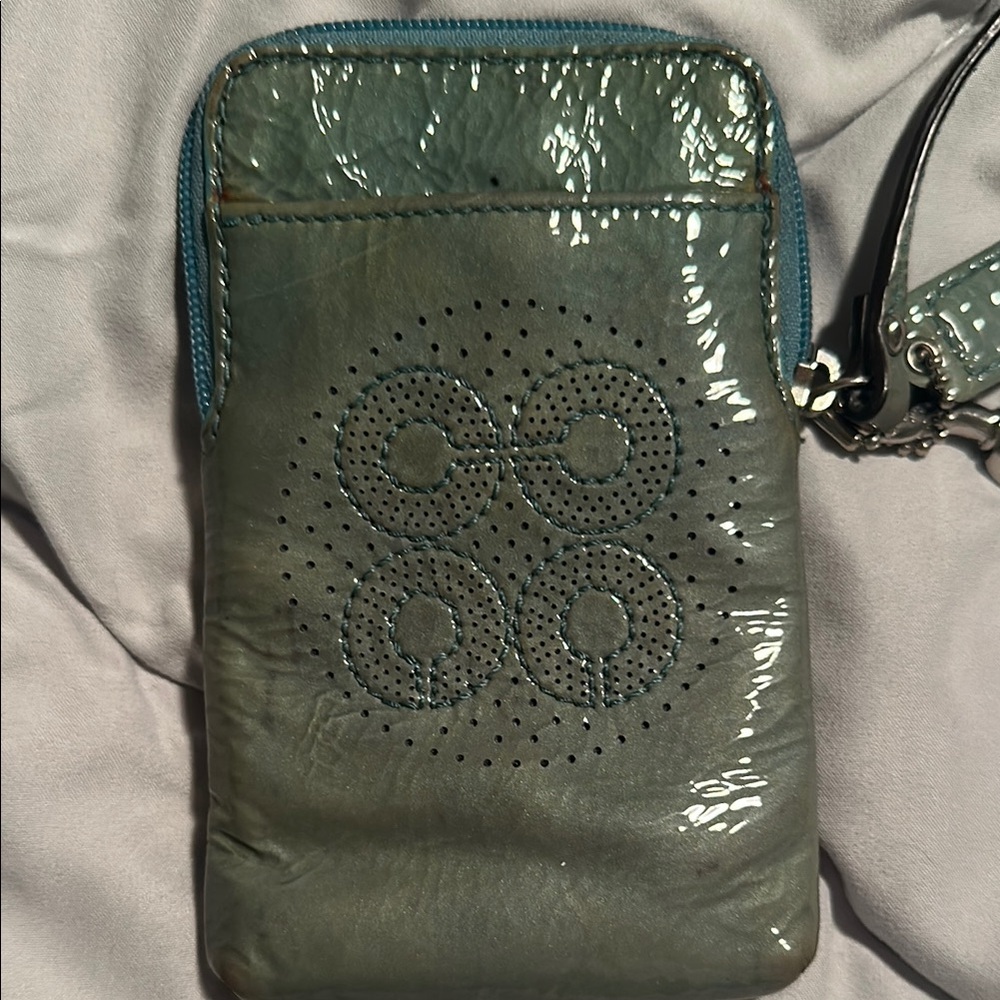 Coach Green Wallet with Intricate Design